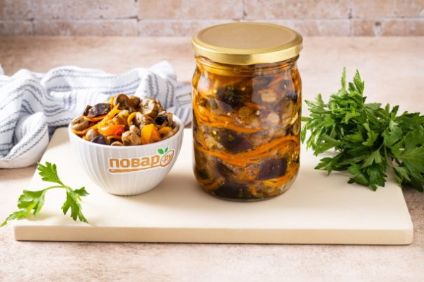 Баклажаны по-корейски с грибами Баклажаны по-корейски с грибами